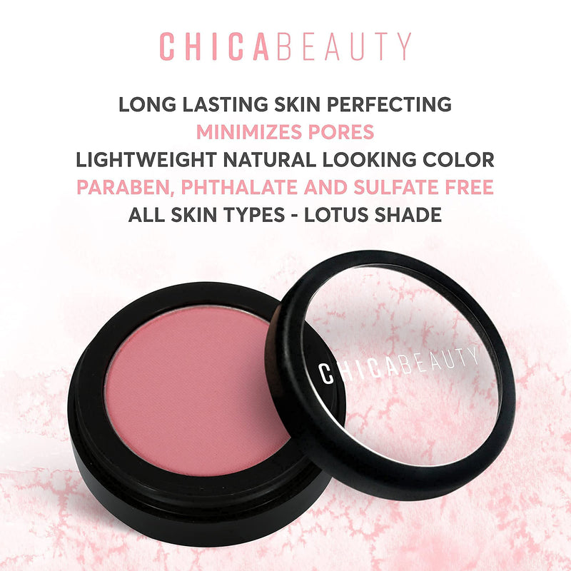 CHICA BEAUTY Blush Powder Makeup for Cheeks Glow, Long Lasting Skin Perfecting, Minimizes Pores, Lightweight Natural Looking Color – Paraben, Phthalate and Sulfate Free, All Skin Types - Barely Mauve CHICA BEAUTY