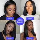 Straight 4x4 Lace Closure Short Bob Wigs 100% Unprocessed Human Hair Lace Front Wigs Brazilian Virgin Hair Straight Bob 4x4 Closure Wigs Human Hair for Black Women (12 inch, 150% Density) Caitlyn Hair