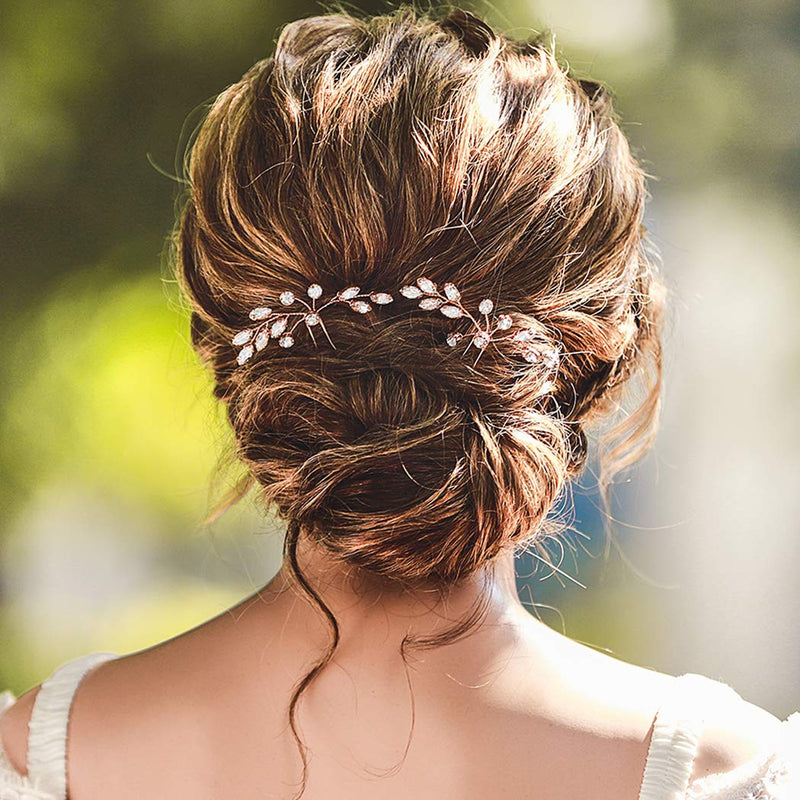 Yean Rhinestone Bridal Hair Pins Crystal Wedding Hair Piece Fashion Hair Accessories for Women and Girls (Rose gold) Yean