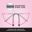 Lindo Twist-N-Roll Tweezer - Spring Facial Hair Removal Tool, Natural Threading, Stainless Steel, Remove Unwanted Hair on Upper Lip, Chin, Cheek, and Neck, Travel Pouch Included (Pink) Lindo