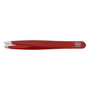 Regine Switzerland Slant Tweezer - Handmade in Switzerland - Professional Eyebrow & Facial Hair Remover - Etched Interior Grabs Hair from The Root - Perfectly Aligned Tips - Stainless Steel, Red Regine Switzerland