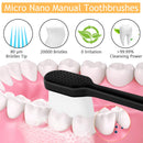 Adult Extra Soft Toothbrush with 20000 Soft Bristles, (Pack of 6) Micro Nano Manual Toothbrushes for Protect Sensitive Gums, Black/White VEGOLS