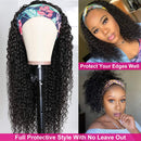 Eooma Headband Wig Human Hair Wigs for Black Women Kinky Curly Straight 4×4 Lace Front Wigs (18 Inch, Natural Black Color Curly) Eooma