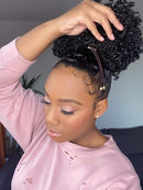 Pulleez Plus Sliding Ponytail Holder, 13" - Gold Knot Metal Charms - Brown Elastic Hair Tie Bracelet Pulleez