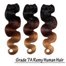 100% 7A Brazilian Remy Human Hair Weave Double Weft Body Wave 3 Bundles 300g Ombre Hair Extensions for Women (20 inch,Natural Black to Dark Auburn to Dark Blonde