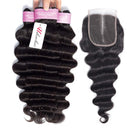 Brazilian Loose Deep Wave Human Hair Bundles with Closure 10A Virgin Unprocessed Human Hair Bundles (26 28 30+20) Mink Loose Deep Curly Hair Weave Bundles Natural Color Remy Hair Extensions Afrodiva Store