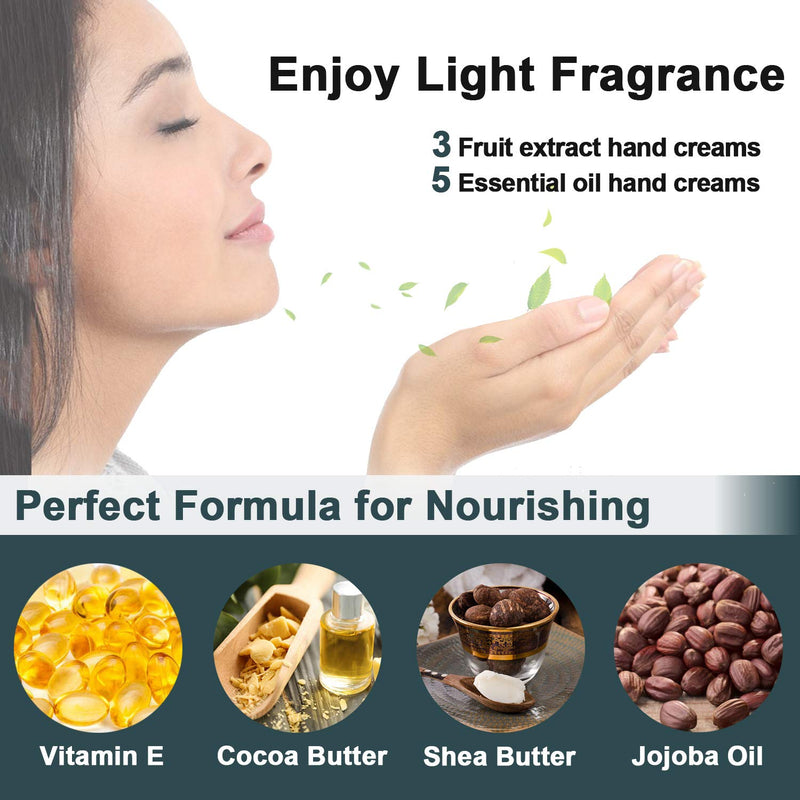 Hand Cream Gift Set 10 Packs w/Foot Cream & Lip Balm Moisturizing Hand Lotion w/Shea Butter for Dry Cracked Hands Skin,Unique Christmas Stocking Stuffers Gift for Women Wife Mom Her Grandma FULLLIGHT TECH