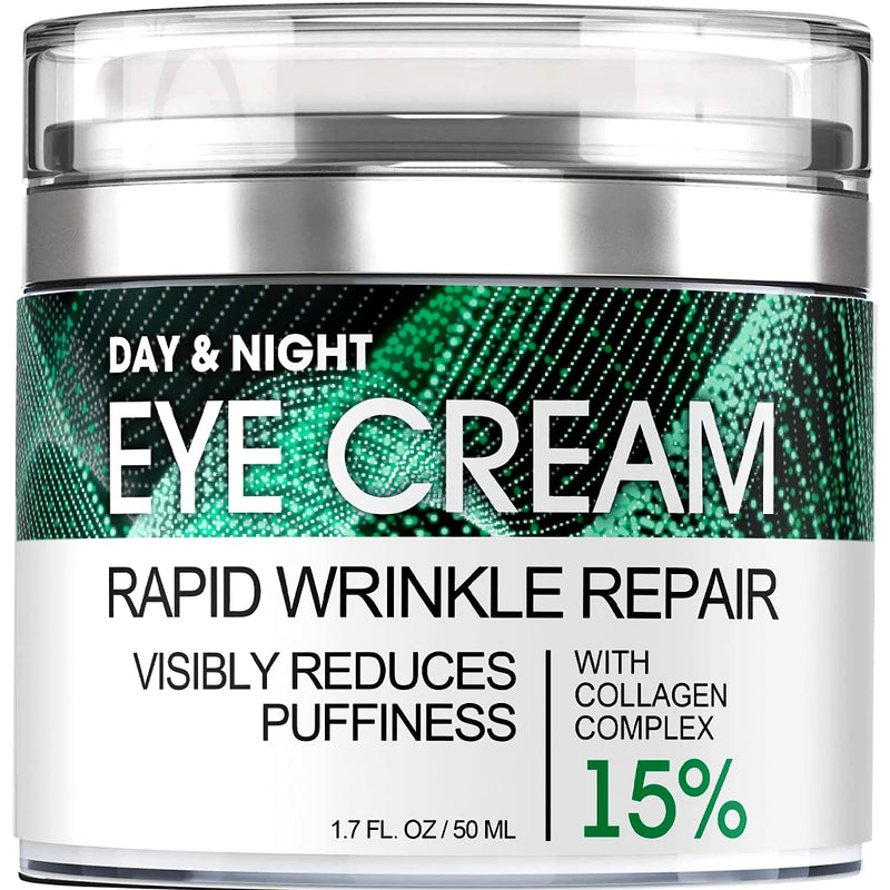 Eye Cream for Dark Circles Wrinkles Puffiness and Bags Under Eyes – Anti-Aging Collagen Eye Cream – Day and Night Formula with Caffeine, Dimethicone and Vitamin B – 1.7 Oz REMEDIAL
