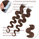 40 PCS Rooted Tape In Hair Extensions Human Hair Invisible Seamless Skin Weft Body Wave Highlight Double Side Tape Remy Human Hair Extensions Balayage Wavy For Women (14'',80g/40pcs,