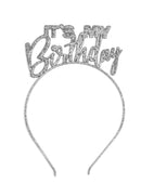 Birthday Decorations - Silver Sparkle It's My Birthday Headband - Unisex Birthday Decorations, Birthday Tiara for Women, Birthday Headband for Women (MyBday) SLVGttr RhinestoneSash