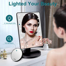 COSMIRROR Lighted Makeup Vanity Mirror with 10X Magnifying Mirror, 21 LED Lighted Mirror with Touch Sensor Dimming, 180°Adjustable Rotation, Dual Power Supply, Portable Cosmetic Mirror (Black) COSMIRROR