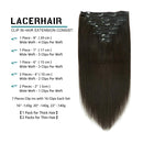 Lacer Hair Extensions Clip in Human Hair Natural Black