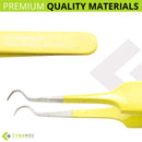 Blackhead Tweezer - Professional Curved Steel Tip Surgical Comedone & Splinter Extractor By Rapid Vitality. Ideal Blemish & Acne Remover Tool Means Flawless Facial Skin (Yellow) CYNAMED