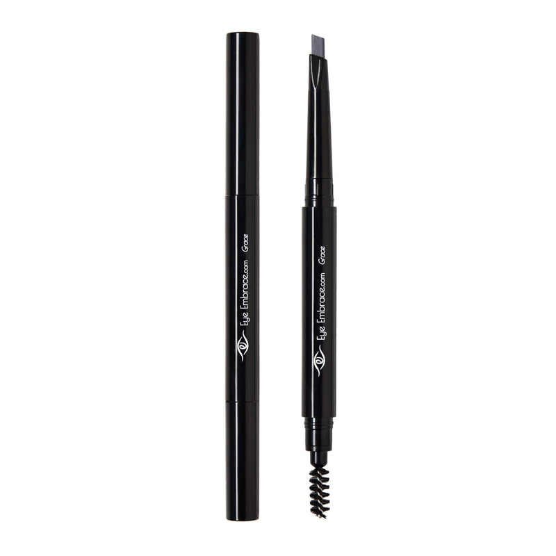 Eye Embrace Grace: Medium Gray Eyebrow Pencil – Waterproof, Double-Ended Automatic Angled Tip & Spoolie Brush, Cruelty-Free Eye Embrace