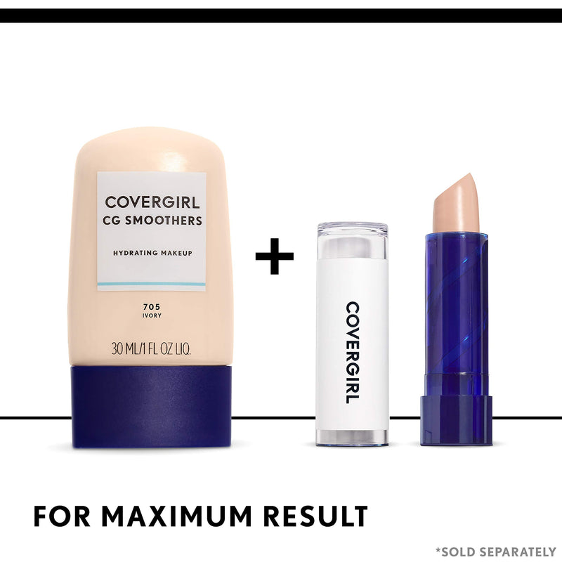 COVERGIRL Smoothers Hydrating Makeup Foundation, Natural Ivory, 1 Fl Oz, 1 Pack ,Hydrating Foundation, Cruelty Free Foundation, Liquid Foundation, Cream Foundation, Moisturizing Foundation COVERGIRL