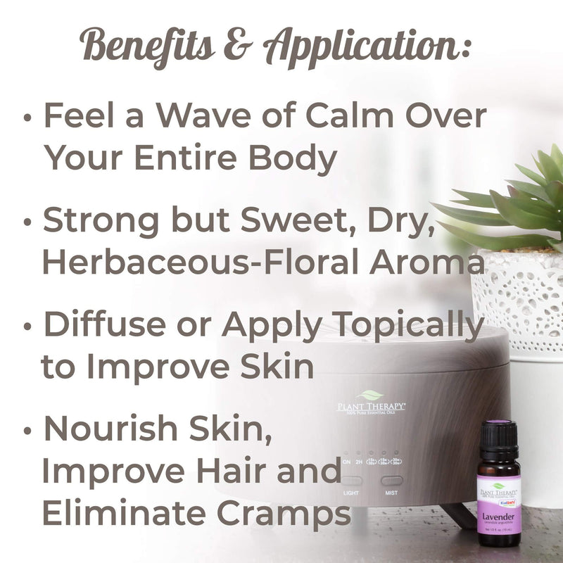 Plant Therapy Lavender Essential Oil 100% Pure, Undiluted, Therapeutic Grade, for Aromatherapy Diffuser and Body Care Use, 10 mL (1/3 oz) Plant Therapy