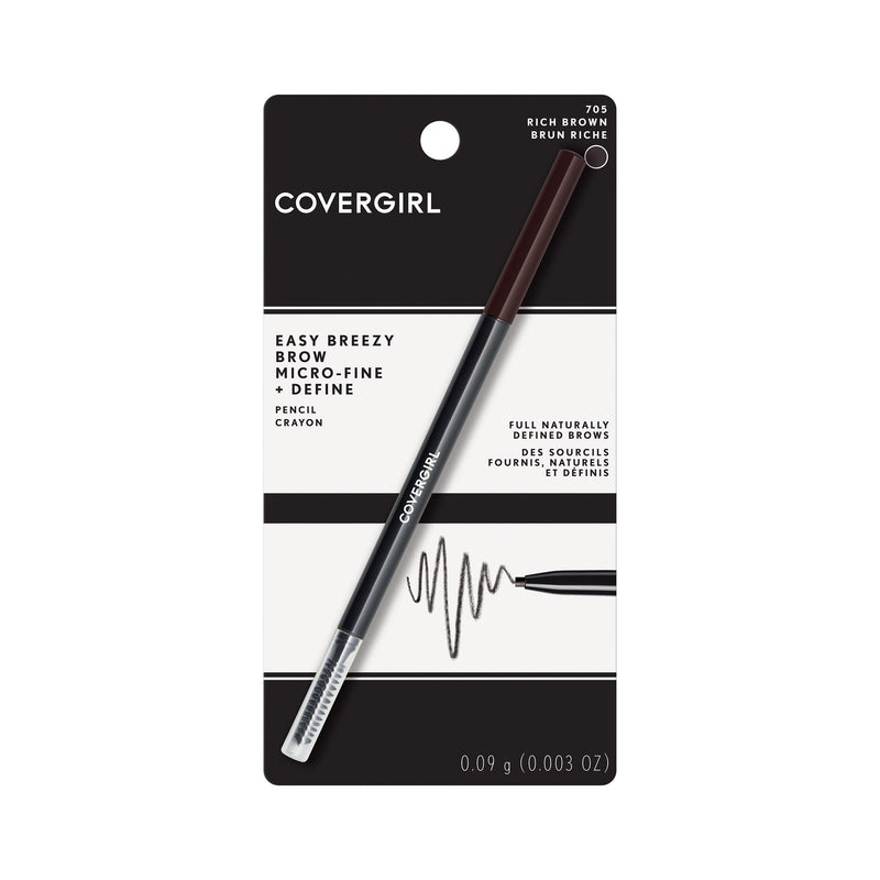 COVERGIRL Easy Breezy Brow Micro-fine & Define Pencil, Rich Brown, Pack of 1 (Packaging May Vary) COVERGIRL