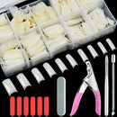 EAONE 500Pcs Natural Acrylic Nail Tips Half Cover French Nail Tip False Nails Artificial Fake Nail Tips with Nail Clipper Cuticle Pusher Nail Files and Brush for Women Girls Salon Nail DIY Nail Art EAONE