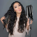 Hair Waver 3 Barrel Curling Iron Wand 1 Inch Crimper Hair Iron Tourmaline Ceramics Triple Barrels Hair Crimper Heat Up Quickly Mermaid Beach Waves Curling Iron Black EYOBE