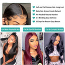 Straight Lace Front Wigs Human Hair Brazilian Virgin T Part Straight Human Hair Wigs for Black Women Pre Plucked with Baby Hair Natural Black 150% Density(16inch,13x4x1 T Part Wig) beafay