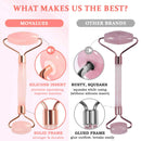 MoValues Rose Quartz Roller - Jade Roller For Face - Real Natural Rose Quartz - Face Roller, Face Massager for Face - Authentic and Durable MoValues