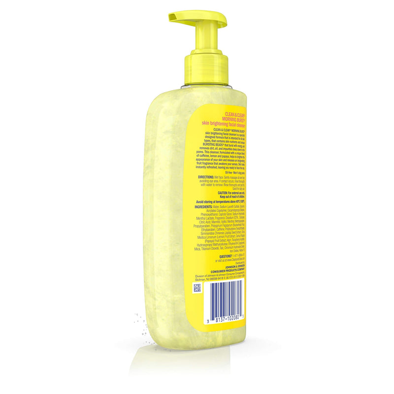 Clean & Clear Morning Burst Skin Brightening Facial Cleanser with Caffeine, Lemon & Papaya, Gentle Daily Citrus Face Wash for All Skin Types, Oil-Free & Non-Comedogenic, 8 fl. oz Clean & Clear