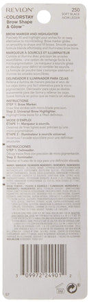 Revlon Colorstay Shape & Glow Eye Brow Marker and Highlighter, Soft Black, 0.02 Oz (Marker), 0.008 Oz (Highlighter) REVLON