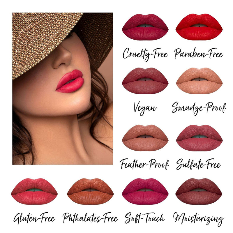 Eleman Liquid Matte Lipstick Terracotta Madrid Edition - Long Lasting Ultra-Pigmented - Vitamin E Infused No Drying Formula - Vegan And Cruelty-Free Ingredients 19 Oz Eleman Beauty