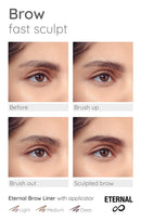 Eternal Automatic Water Resistant Eyebrow Liner with Shaping Comb – Long Lasting, Professional and High Precision Brow Definer with No Sharpening, Retractable Twist Up Mechanism (Light Brown) Eternal