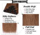 S-noilite Clip in Remy Human Hair Extensions 100% Real Human Hair Thick Double Weft Full Head 8 Pieces 18 Clips Silky Straight(18 Inch - 140g,Light Brown (