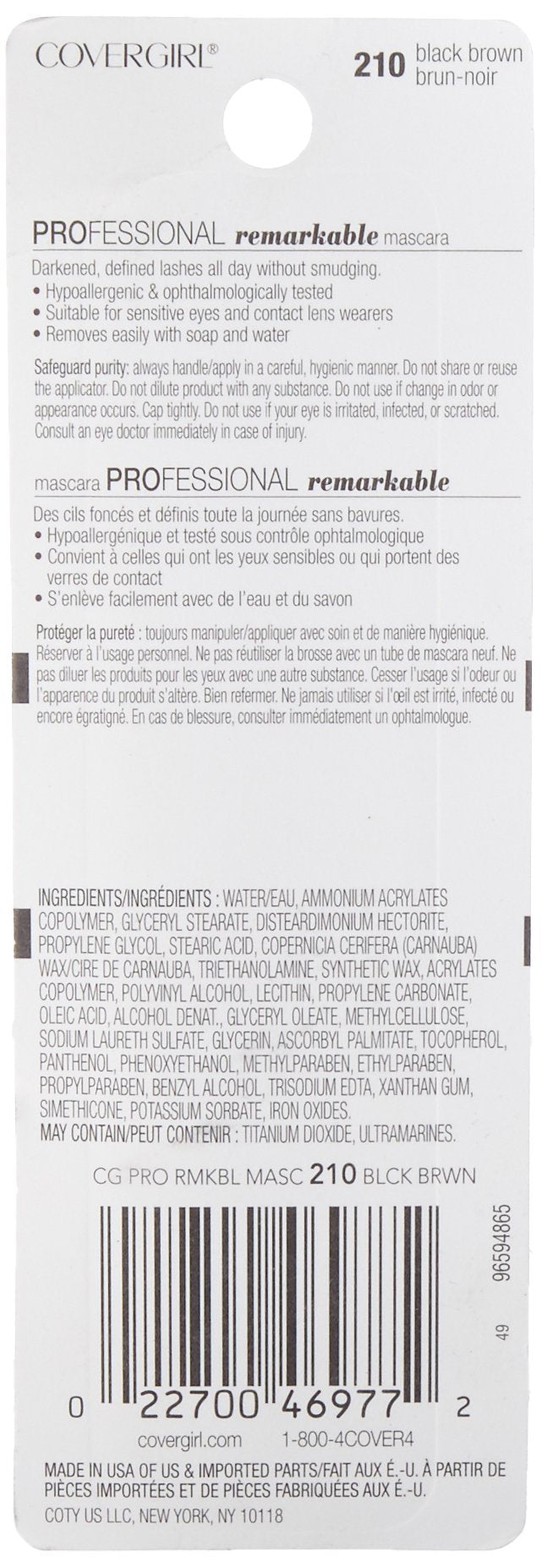 COVERGIRL Professional & Remarkable Mascara Black Brown, Long Lasting, 0.3 Fl Oz, Smudge-Proof Mascara, Voluminous Mascara, Lengthening Mascara, Resists Swipes and Smears, Darkens and Defines All Day COVERGIRL