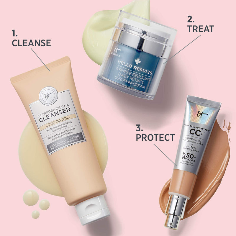 IT Cosmetics Hello Results Wrinkle-Reducing Daily Retinol Serum-in-Cream - Firming & Anti-Aging Retinol Face Cream with Niacinamide, Vitamin B5 & Vitamin E - 0.5 fl oz It Cosmetics