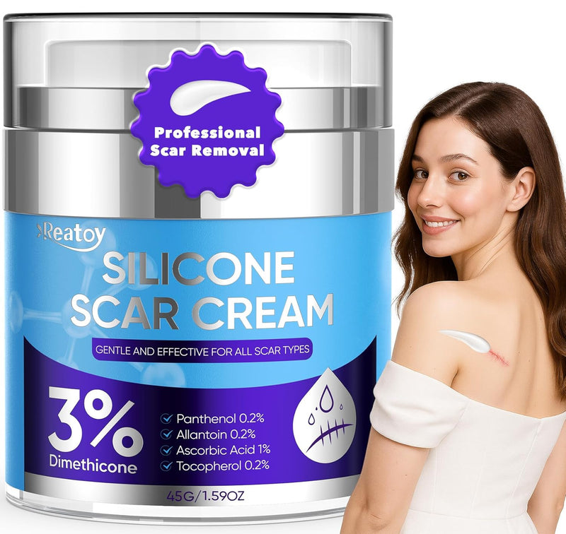 Silicone Scar Cream for Surgical Scars, 3% Dimethicone Complex Silicone Scar Gel for Old & New Scars, C-Section, Pregnancy, Acne, Injury, Keloids, Burns, Non-Irritating Scar Removal Cream(55ML) Infinity Warehouse