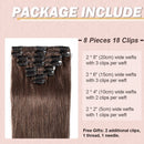 Hairro 100% Human Hair Clip in Extensions Thin 16 Inch Long Straight Ombre Medium Brown to Dark Blonde Human Hair Clip on Hairpieces 65g Machine Weft 8pcs 18 Clips for Women