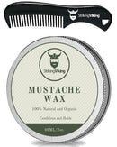 Mustache Wax and Comb Kit - Beard and Moustache Wax for Men with Strong Hold Natural Beeswax - Helps Tame, Style, and Groom (Vanilla Scent) - Striking Viking Striking Viking