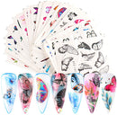 Le Fu Li 30 Sheets Butterfly Nail Art Stickers Nail Art Water Transfer Sticker with Butterfly Flower Patterns Manicure Tips，Nail Tips DIY Toenails Nail Art Decorations Accessories Decals Le Fu Li