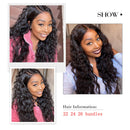 COISINI 10A Brazilian Water Wave Human Hair Bundles 28 26 24 Inch 100% Wet and Wavy Human Hair Bundles Virgin Hair Extensions Natural Color Coisini