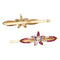 LUX ACCESSORIES Set of 2 Gold Flowers White Pink Marquise Hair Pins LUX ACCESSORIES