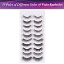 EARLLER 10 Pairs False Eyelashes Pack, 10 Styles of Mixed Mink Lashes, Reusable Handmade Makeup Lashes Set, Including 3D and 6D, Natural Look, Short and Long Lashes - Need Glue EARLLER