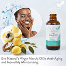 Organic Marula Oil for Face and Hair, 100% Virgin Moisturizing Beauty Oil - Cold Pressed, Natural Anti-Aging Formula - Non-greasy, Unrefined, Rich in Omegas & Antioxidants - 2oz. Eva Naturals