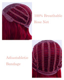 Netgo Short Bob Wigs for Women, Natural Looking Heat Resistant Straight Wigs with Bangs for Girls Ladies Cosplay Party Daily Wear Premium Durable (12 inch, Rose Red) Netgo Store