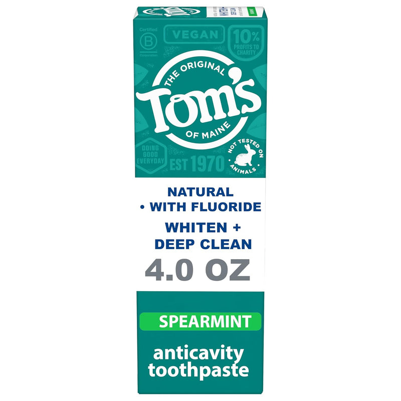 Tom's of Maine Whiten Plus Deep Clean Whitening Toothpaste, Natural Whitening Toothpaste with Plant-Based Cleansers, Enamel Safe, Whitens Without Causing Sensitivity, Peppermint, 4.0 oz (Pack of 3) Infinity Warehouse