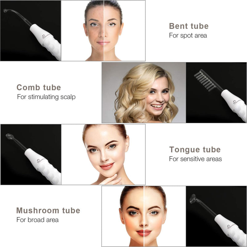 NewWay High Frequency Facial Therapy Wand Machine with 4 Argon Tube for Skin Tightening, Acne Treatment, Wrinkle Reducing Hair Follicle Professional Facial Beauty NewWay