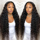 ISEE Hair Transparent Lace Front Wigs Human Hair Deep Wave Wigs 150% Density Deep Curly 13X4 Lace Frontal Human Hair Wigs for Black Women Pre Plucked with Baby Hair Natural Color (20 Inch) ISEE