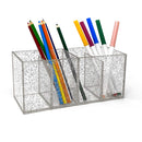 Isaac Jacobs 4-Compartment Clear Acrylic Organizer- Makeup Brush Holder- Storage Solution- Office, Bathroom, Kitchen Supplies and More (4 Compartment, Silver Glitter) Isaac Jacobs International Store