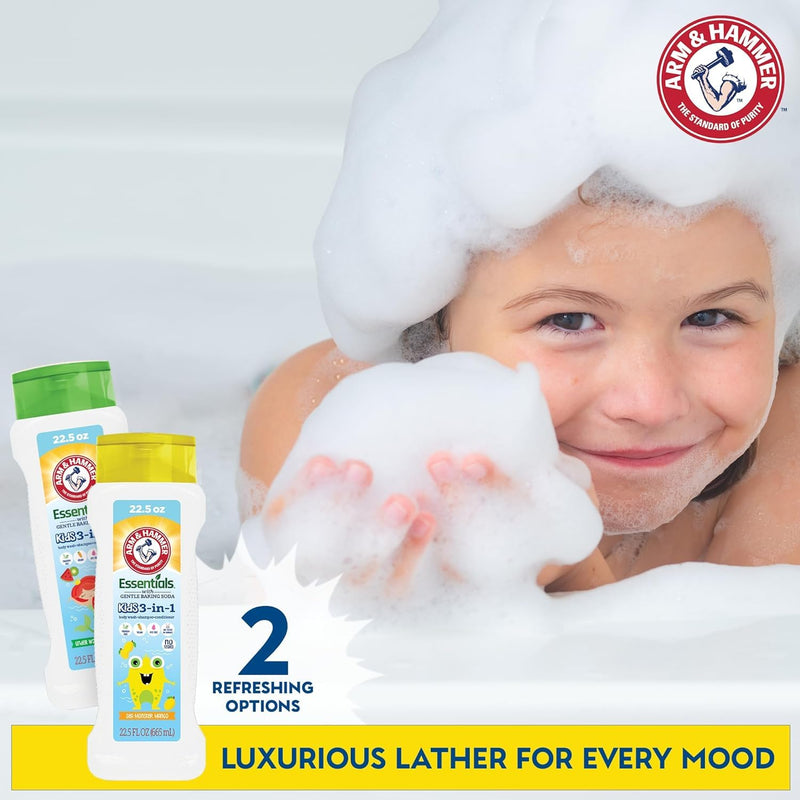 Arm & Hammer 6 Pack Essentials Kids Body Wash - 3-in-1 Watermelon Kiwi 22.5oz - Non Toxic Kids Shampoo and Body Wash And Conditioner Infinity Warehouse