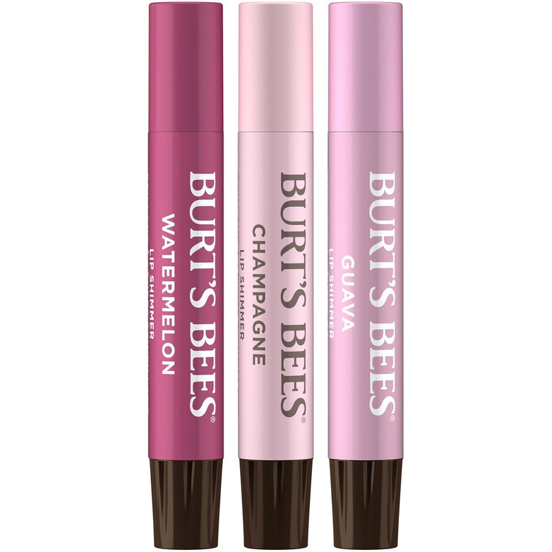 Burt's Bees Lip Shimmer Pink Collection, Tinted Lip Balm Stick, Moisturizing for All Day Hydration with Natural Glowy Pigmented Finish & Buildable Color, 3 Shades; Value Pack, 3 Tubes x 0.09 Oz Infinity Warehouse