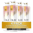 Olay Cleansing & Moisturizing Womens Body Wash 4ct with Vitamin B3 and Hyaluronic Acid 26 fl oz (Pack of 4) Infinity Warehouse