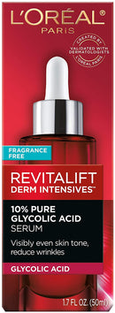Glycolic Acid Peel Serum for Skin, L'Oreal Paris Revitalift Derm Intensives 10% Pure Glycolic Acid Serum | Dark Spot Corrector, Even Tone, Reduce Wrinkles, Exfoliator With Aloe, Hydrates, 1.7 Oz L'Oreal Paris Store