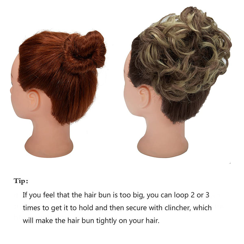 OKHOTY 2PCS Messy Bun Hair Piece Thick Updo Scrunchies Hair Extensions Ponytail Hair Accessories Ash Blonde(Light Brown Mix Ash Blonde) OKHOTY